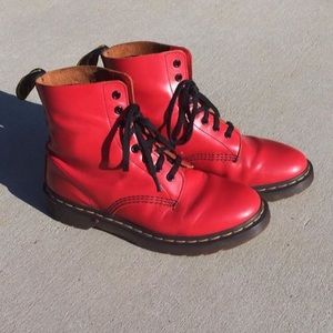 Red Dr Martin boots